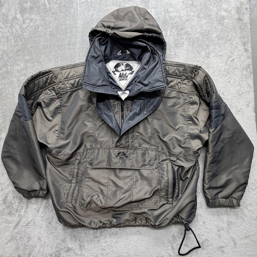 Vintage Nils Ski Jacket Mens‎ XL Gray Hooded Pullover Anorak Entrant 80s